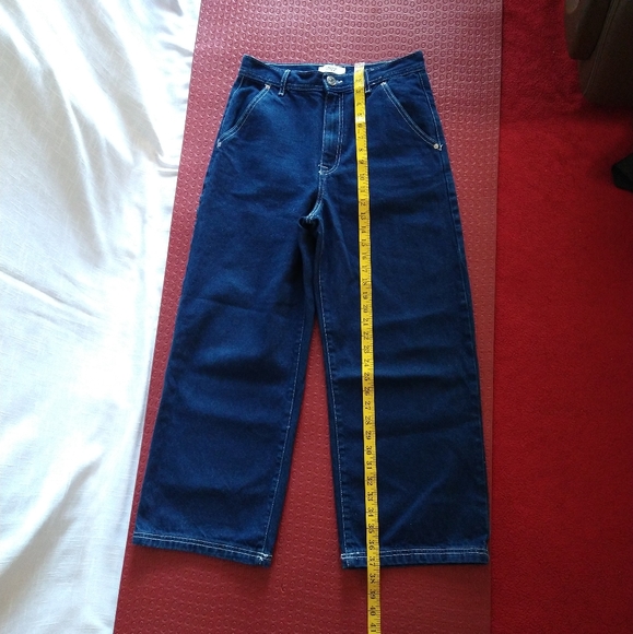 Forever 21 wide leg high rise denim jeans cropped size 27 - Picture 9 of 15